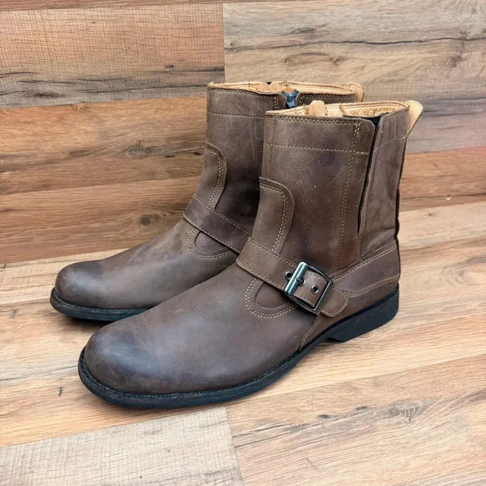 Timberland Men's size 12 Earthkeeper City Side Zip Buckle Boot Burnished Brown